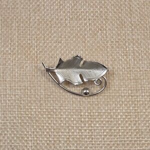 Mid Century Charles ReisSterling Silver Leaf Brooch Pin Signed